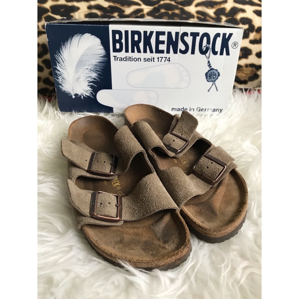 Birkenstock Arizona Suede Sandals Taupe Sz 40